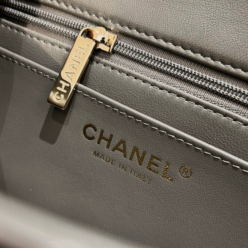CF-大迷你20cm-原廠小羊皮-高級灰淺金扣