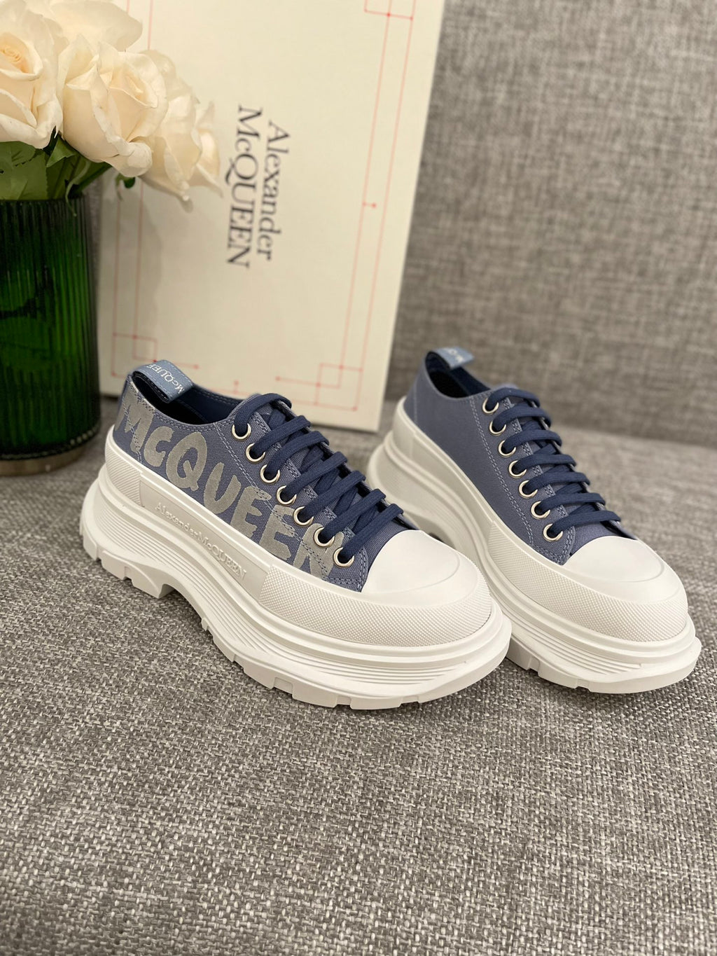 【反光高版】 女p🌟 男p🌟 Mcq厚底帆布休閒鞋//小羊裡//tpu橡膠組合size35-39/40不退換