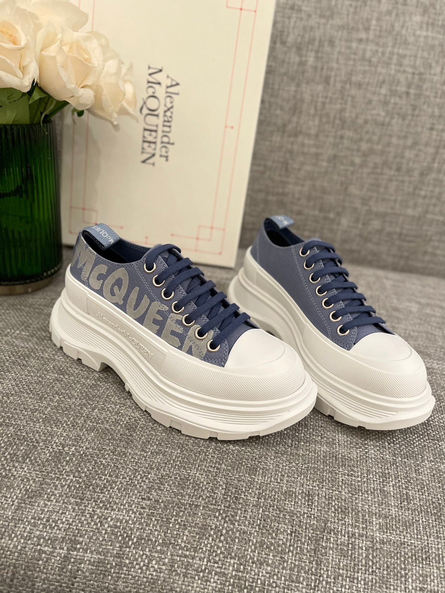 【反光高版】 女p🌟 男p🌟 Mcq厚底帆布休閒鞋//小羊裡//tpu橡膠組合size35-39/40不退換