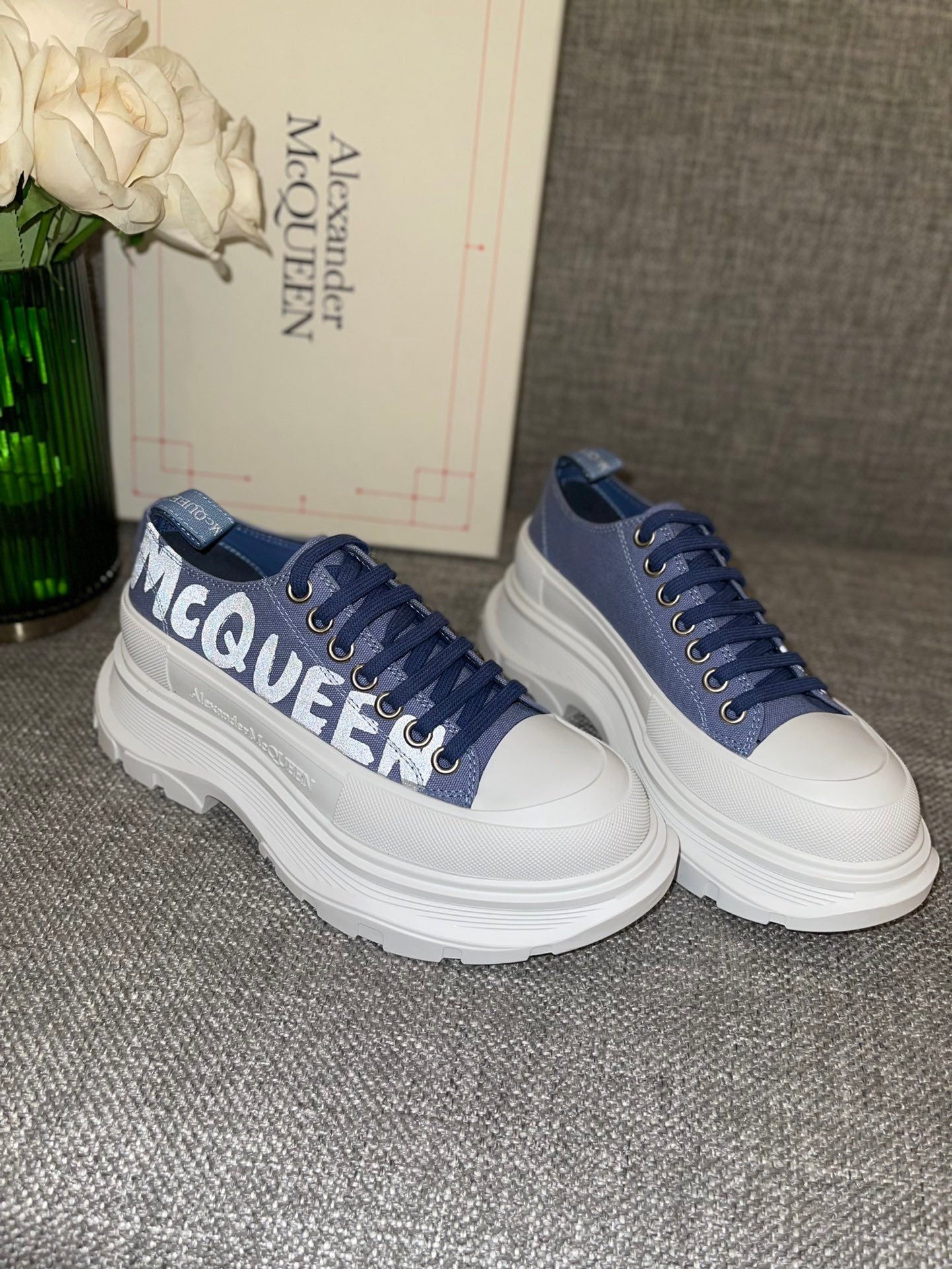 【反光高版】 女p🌟 男p🌟 Mcq厚底帆布休閒鞋//小羊裡//tpu橡膠組合size35-39/40不退換