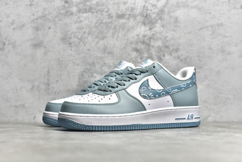 # 公司等級NK Air Force 1 Low '07 白藍色腰果花配色空軍一號低筒休閒板鞋原廠訂製皮料訂製腰果花鞋盒原楦原紙板純正版型正品NFC感應晶片高清潔度內建全掌氣墊貨號：XM9612-092 Size：36 36.5 38385 383. 42 42.5 43 44 44.5 45