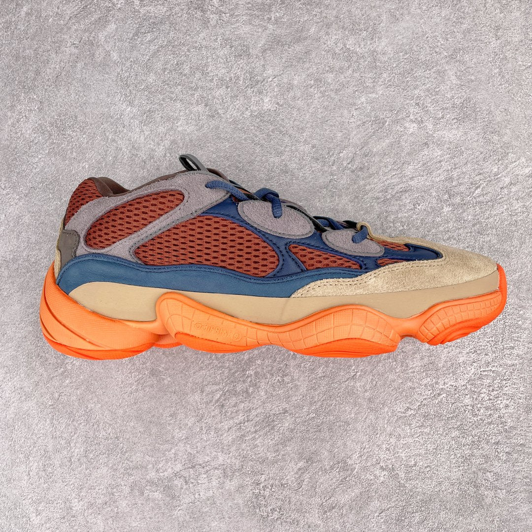 Yeezy 500 Desert Rat "Enflame" 藍橙配色GZ5541 圈內高階賣家首選完美零瑕疵沖正絕不翻車萬邦原廠翻毛、甩紋牛皮內置adiPRENE+減震科技全鞋包括內裡機台針車間距調整與原版一致原底模具"adiadiENE"字光墊樣效果
