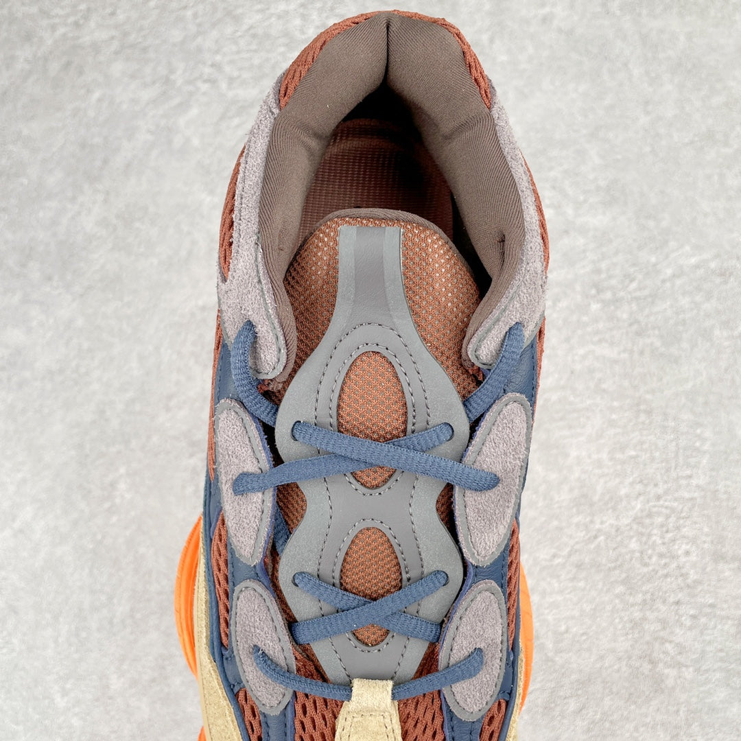 Yeezy 500 Desert Rat "Enflame" 藍橙配色GZ5541 圈內高階賣家首選完美零瑕疵沖正絕不翻車萬邦原廠翻毛、甩紋牛皮內置adiPRENE+減震科技全鞋包括內裡機台針車間距調整與原版一致原底模具"adiadiENE"字光墊樣效果