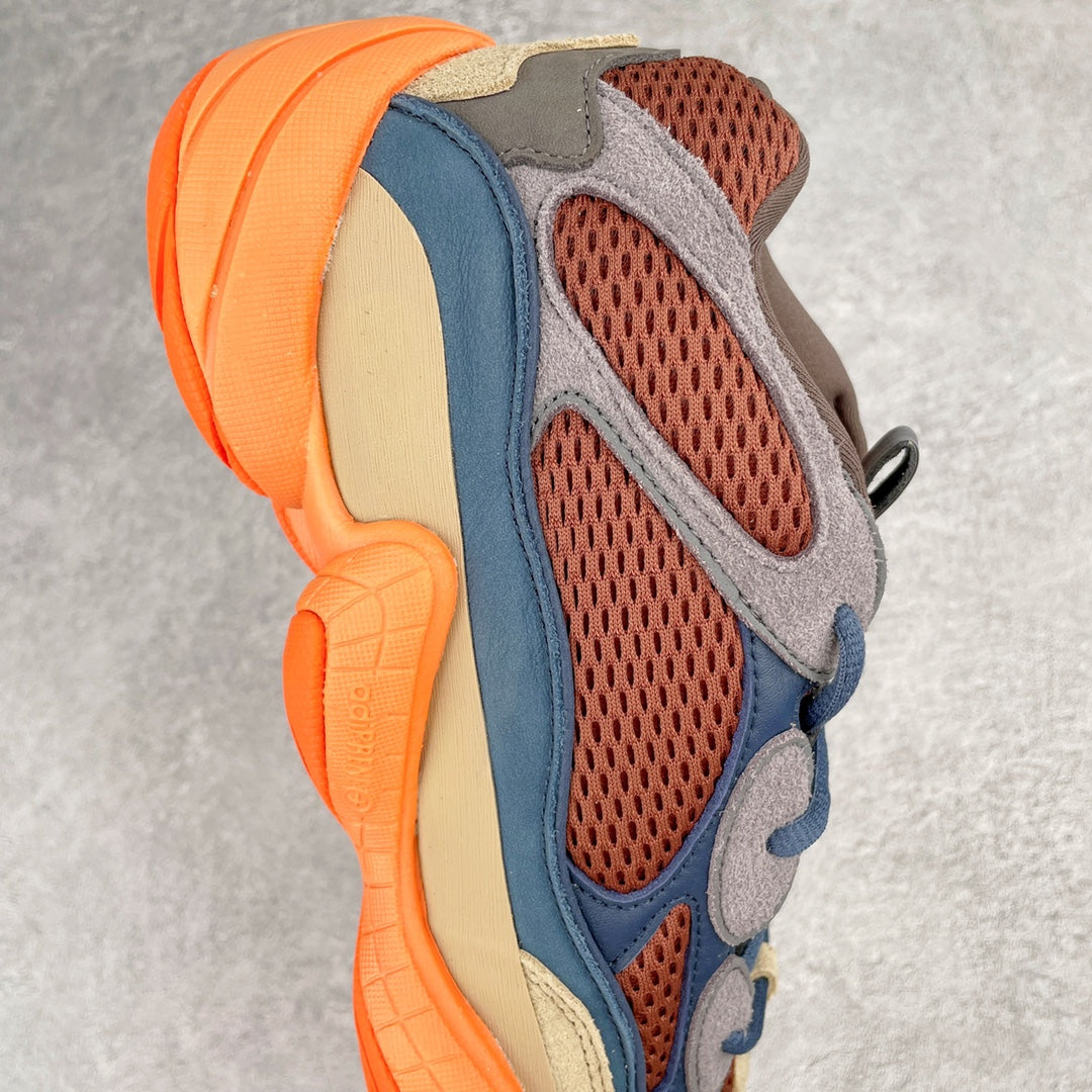 Yeezy 500 Desert Rat "Enflame" 藍橙配色GZ5541 圈內高階賣家首選完美零瑕疵沖正絕不翻車萬邦原廠翻毛、甩紋牛皮內置adiPRENE+減震科技全鞋包括內裡機台針車間距調整與原版一致原底模具"adiadiENE"字光墊樣效果