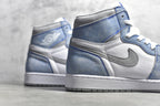 Air Jordan 1 Retro "Hyper Royal" KL薄荷糖/水洗白藍目前市面唯一提前原鞋開發正確鞋面水洗紋路正確鞋頭沖孔正確高頻飛翼LOGO 進口原廠皮料貨號:555088 402