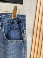 PRADA 普拉達男士時尚潮流大褲腳牛仔褲，官方宣傳冊海報穿搭款！