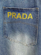 PRADA 普拉達男士時尚潮流大褲腳牛仔褲，官方宣傳冊海報穿搭款！