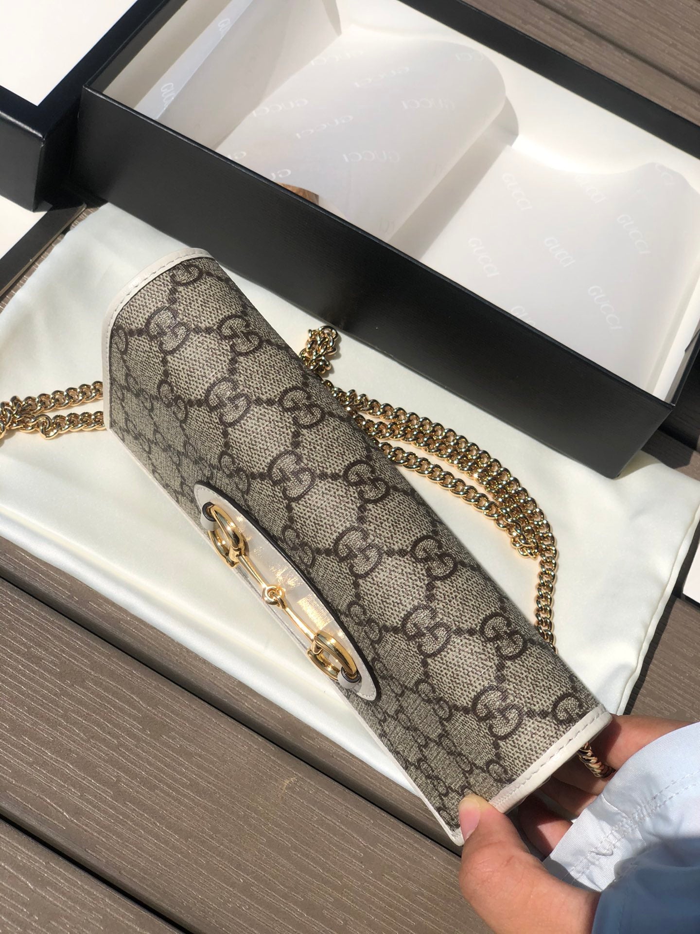 尺寸:19×10×4cm（05680898） Gucci海外通路資源特供❗️1955系列馬銜扣WOC鏈包！