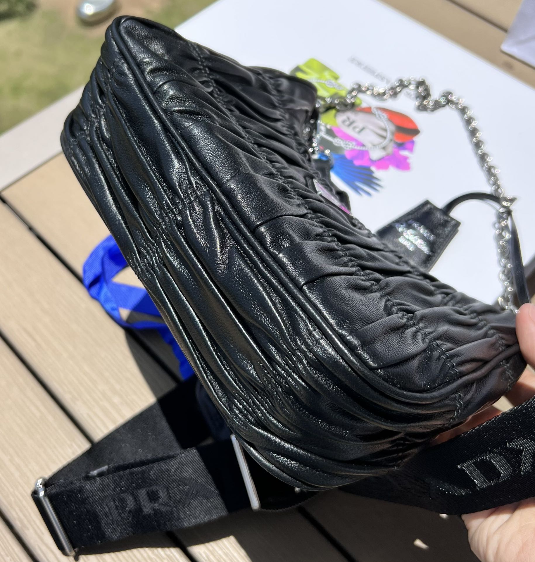 尺寸:23×17×6cm（571050898） PRADA通路資源特供hobo三合一❗️Prada褶皺三合一