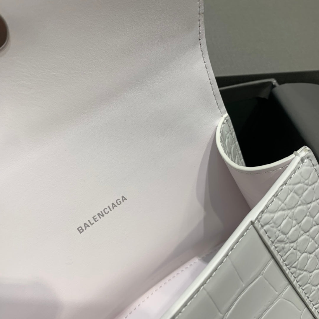 【mini號】💁🏿‍♀原單Balencia巴黎家，本季重磅【鱷魚白色】沙漏包，支持驗貨。尺寸：19-8-21cm#15640