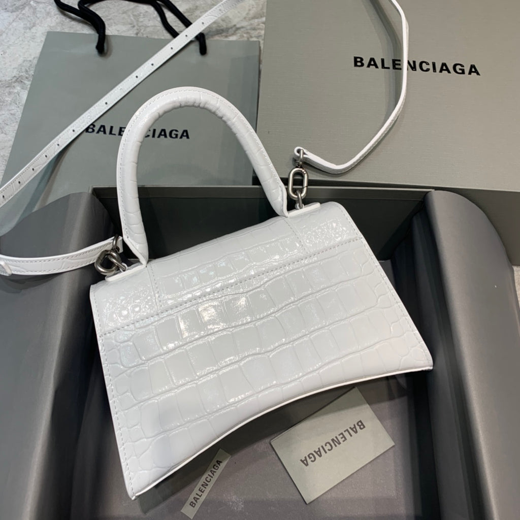 【小號】💁🏿‍♀原單Balencia巴黎家，本季重磅【鱷魚白色】沙漏包，尺寸：23-10-14cm⚠～15700