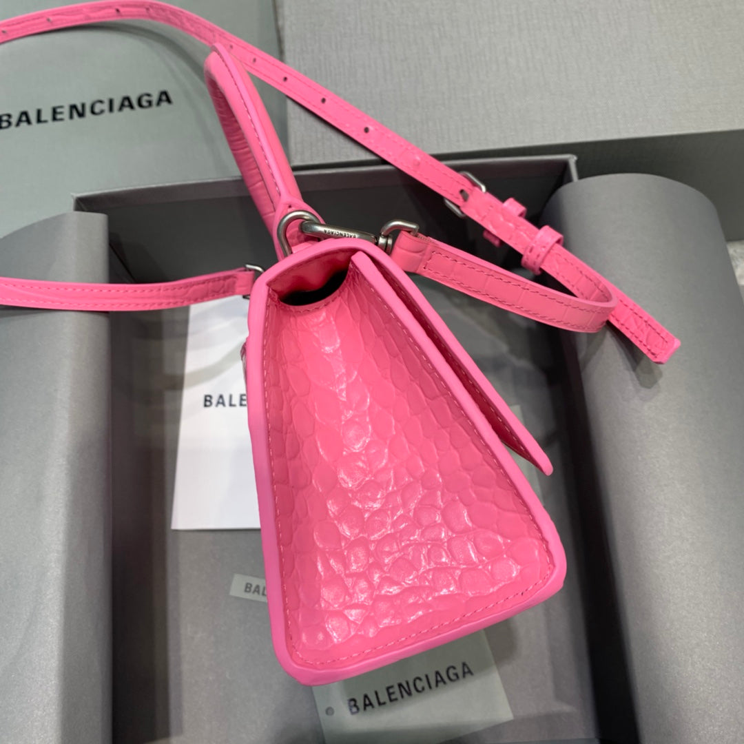 【mini號】💁🏿‍♀原單Balencia巴黎家，本季重磅【粉紅鱷魚】沙漏包，尺寸：19-8-21cm⚠#15640
