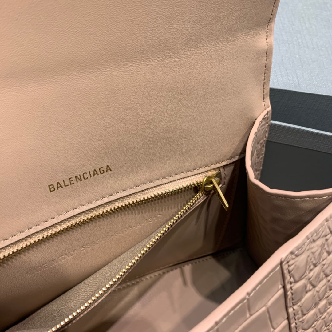 【小號】💁🏿‍♀原單Balencia巴黎家，本季重磅【裸粉色鱷魚】沙漏包，尺寸：23-10-14cm⚠#15700