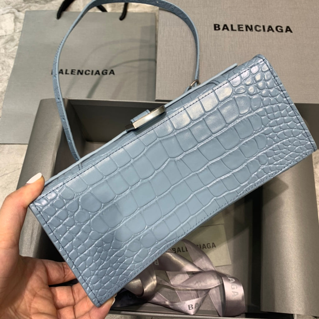 【小號】💁🏿‍♀原單Balencia巴黎家，本季重磅【鱷魚霧霾藍】沙漏包，尺寸：23-10-14cm⚠搜592833型號#15700