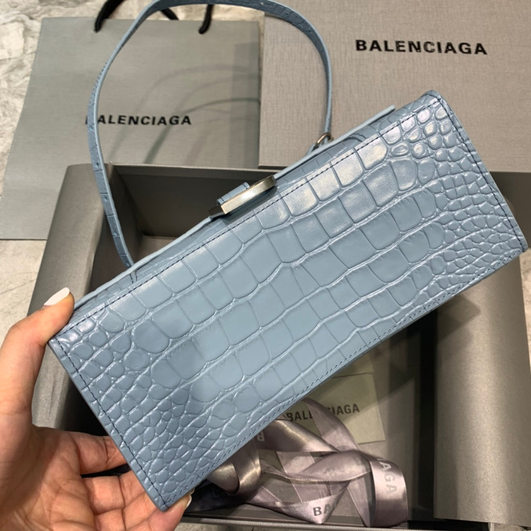 【小號】💁🏿‍♀原單Balencia巴黎家，本季重磅【鱷魚霧霾藍】沙漏包，尺寸：23-10-14cm⚠搜592833型號#15700