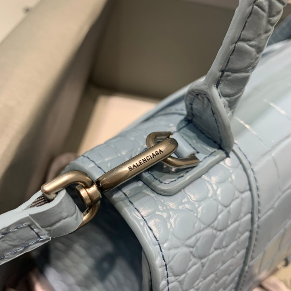 【小號】💁🏿‍♀原單Balencia巴黎家，本季重磅【鱷魚霧霾藍】沙漏包，尺寸：23-10-14cm⚠搜592833型號#15700