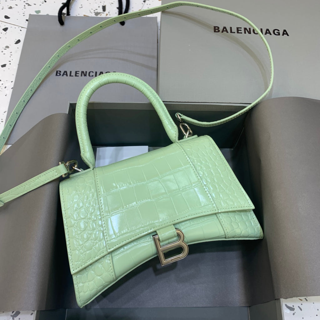 【小號】💁🏿‍♀原單Balencia巴黎家，本季重磅【鱷魚薄荷綠】沙漏包，支持驗貨。尺寸：23-10-14cm#15700