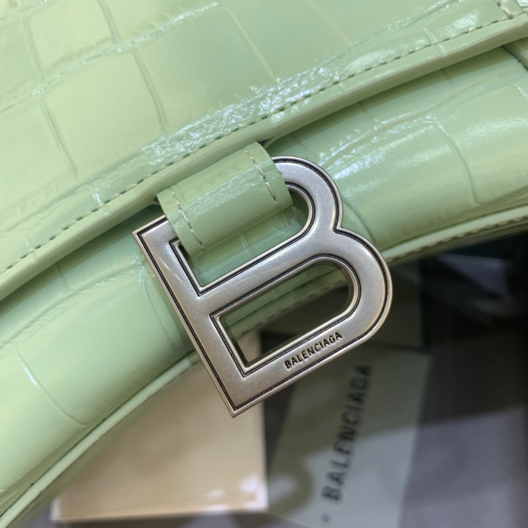 【小號】💁🏿‍♀原單Balencia巴黎家，本季重磅【鱷魚薄荷綠】沙漏包，支持驗貨。尺寸：23-10-14cm#15700