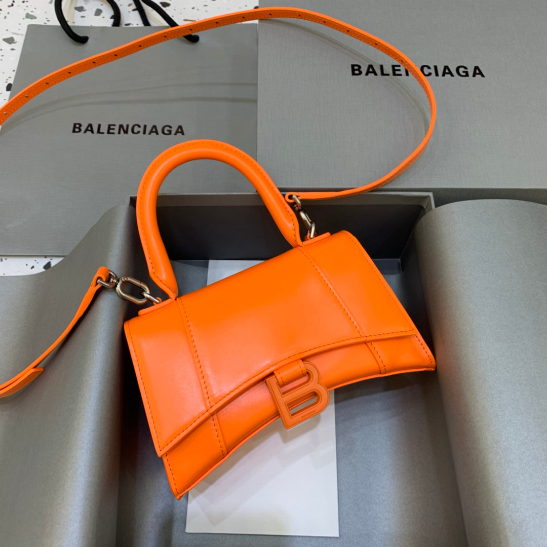 【mini號】💁🏿‍♀原單Balencia巴黎家，本季重磅【平紋橙色橙扣】沙漏包，尺寸：19-8-11cm#15640
