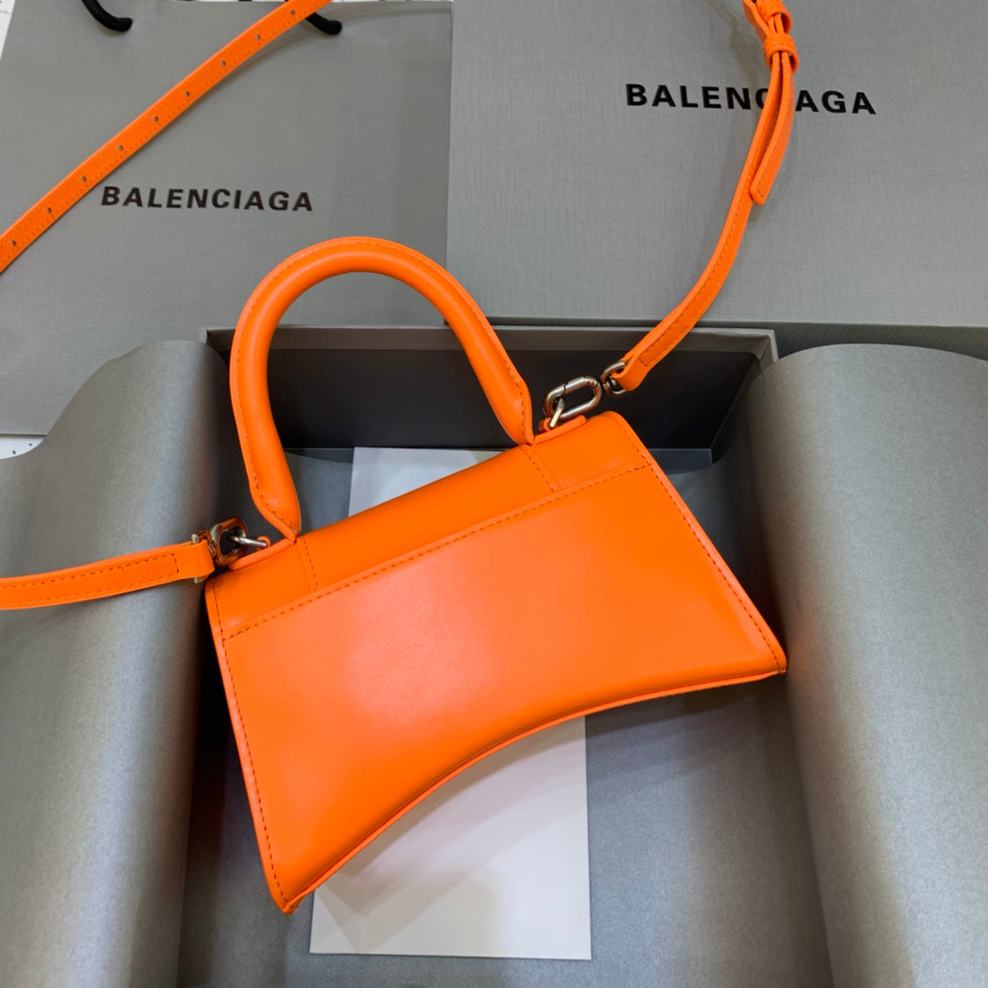 【mini號】💁🏿‍♀原單Balencia巴黎家，本季重磅【平紋橙色橙扣】沙漏包，尺寸：19-8-11cm#15640