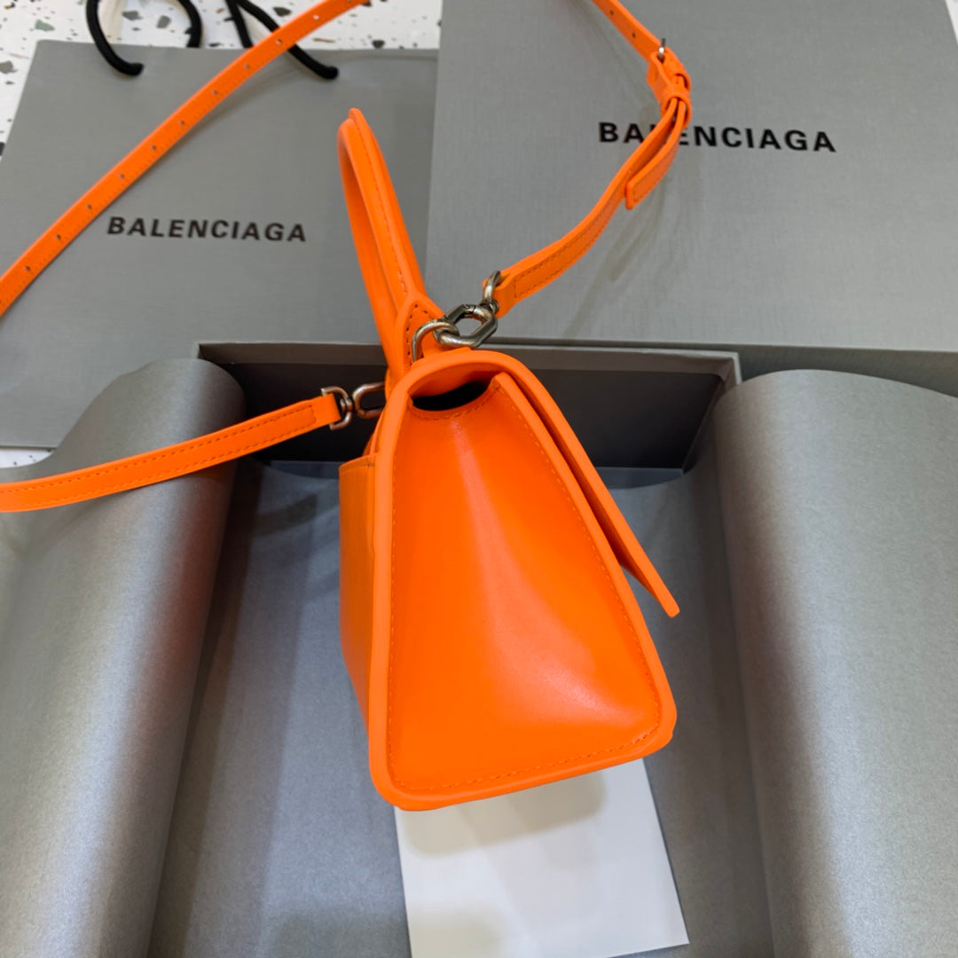 【mini號】💁🏿‍♀原單Balencia巴黎家，本季重磅【平紋橙色橙扣】沙漏包，尺寸：19-8-11cm#15640