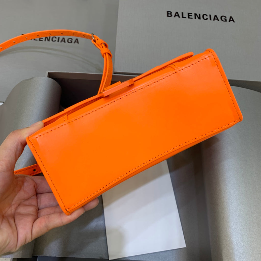【mini號】💁🏿‍♀原單Balencia巴黎家，本季重磅【平紋橙色橙扣】沙漏包，尺寸：19-8-11cm#15640