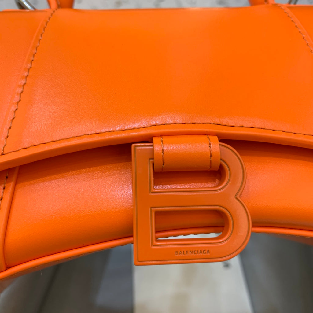 【mini號】💁🏿‍♀原單Balencia巴黎家，本季重磅【平紋橙色橙扣】沙漏包，尺寸：19-8-11cm#15640