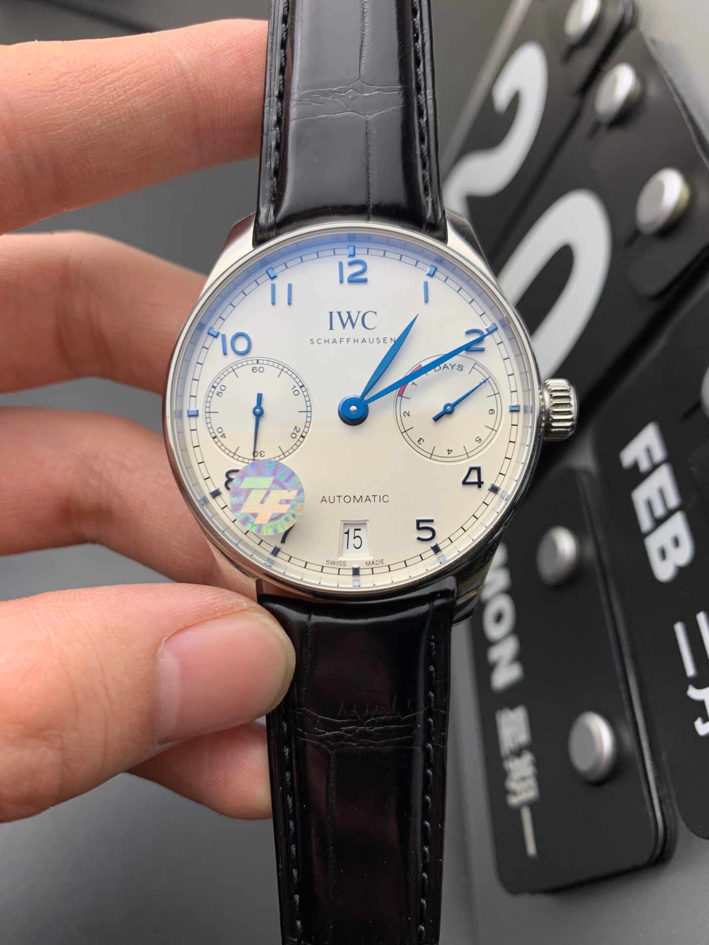 Real photos of the upgraded crocodile leather version of the Portuguese 7 shipped.